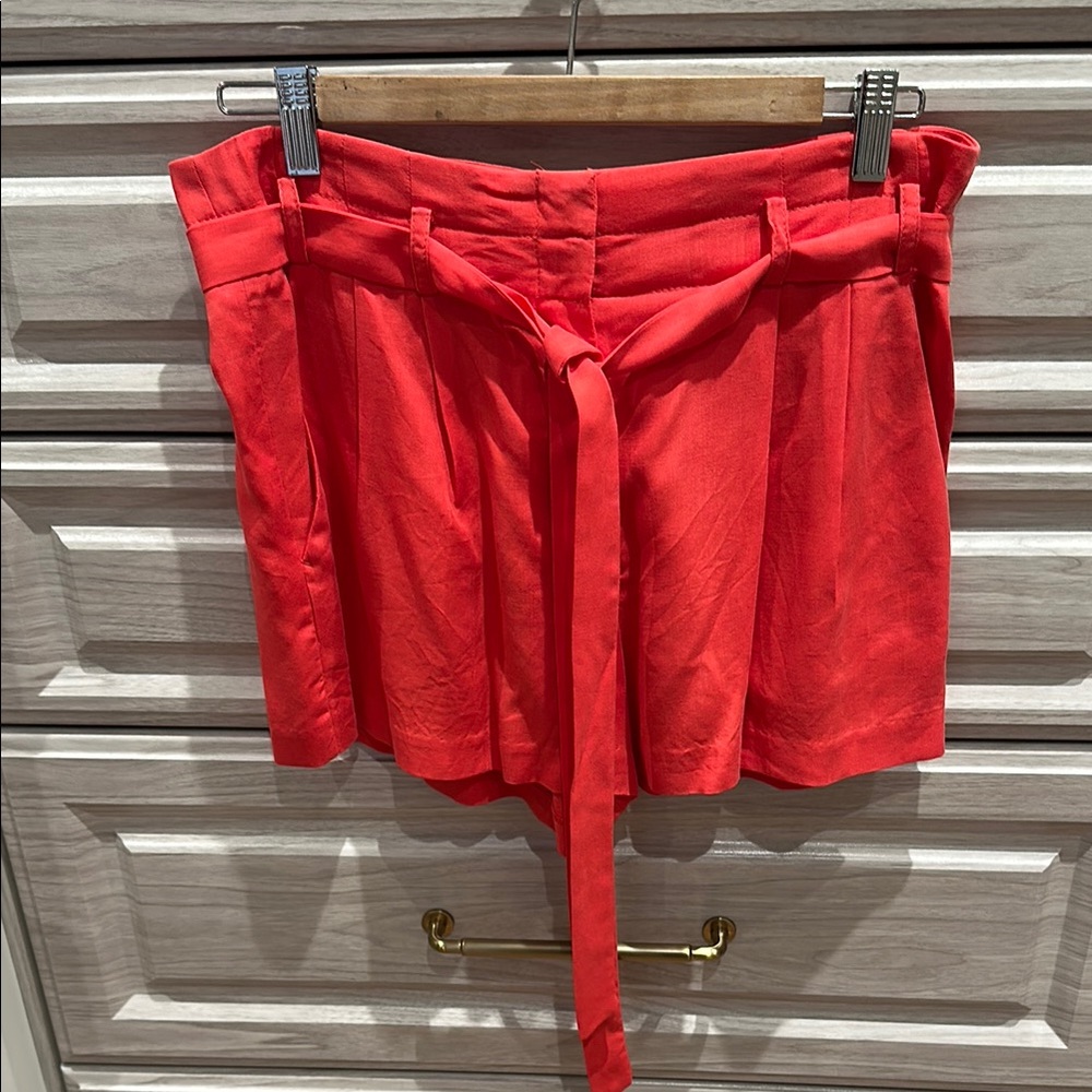 Coral-Pink High-Waisted Shorts